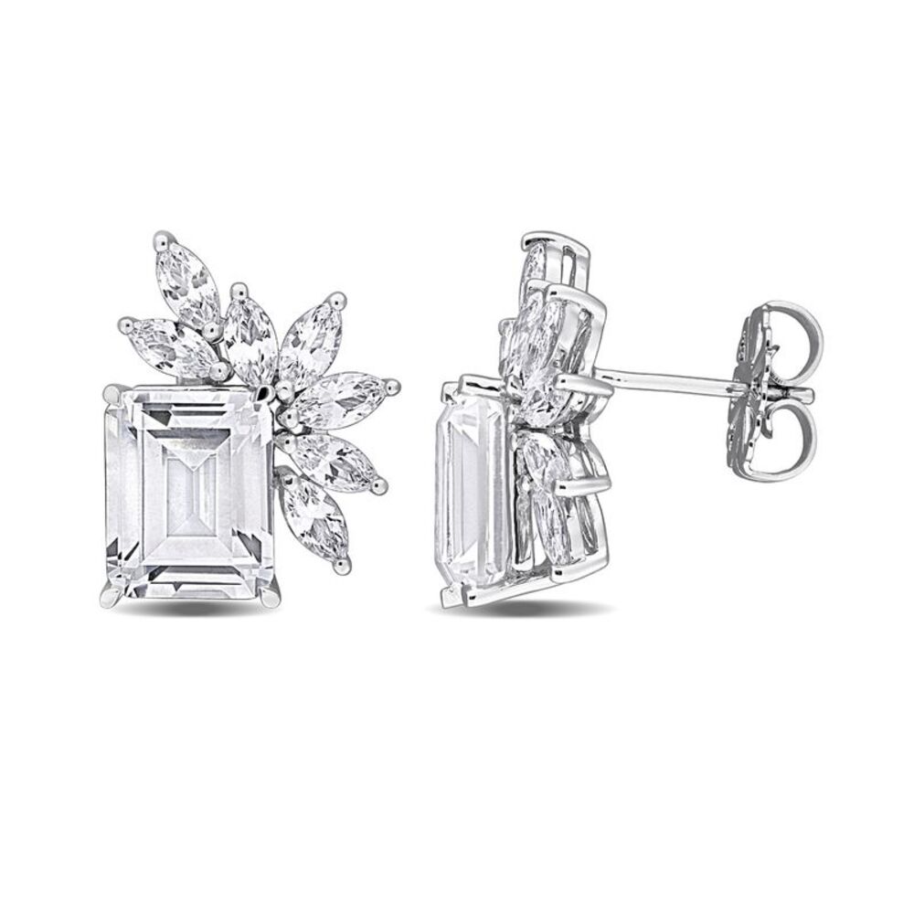 11.76 Carat (ctw) Lab-Created White Sapphire Post Earrings Sterling Silver